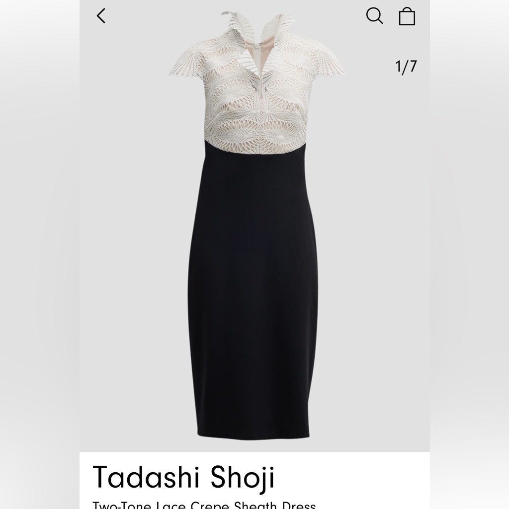 Tadashi Shoji Two-Tone Lace Crepe Sheath Dress